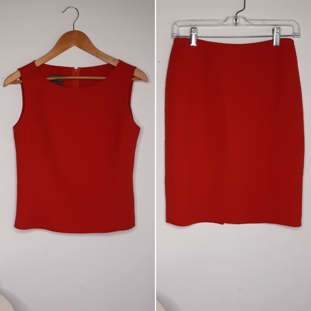 Lafyette 148 New York Red Skirt Set size 4